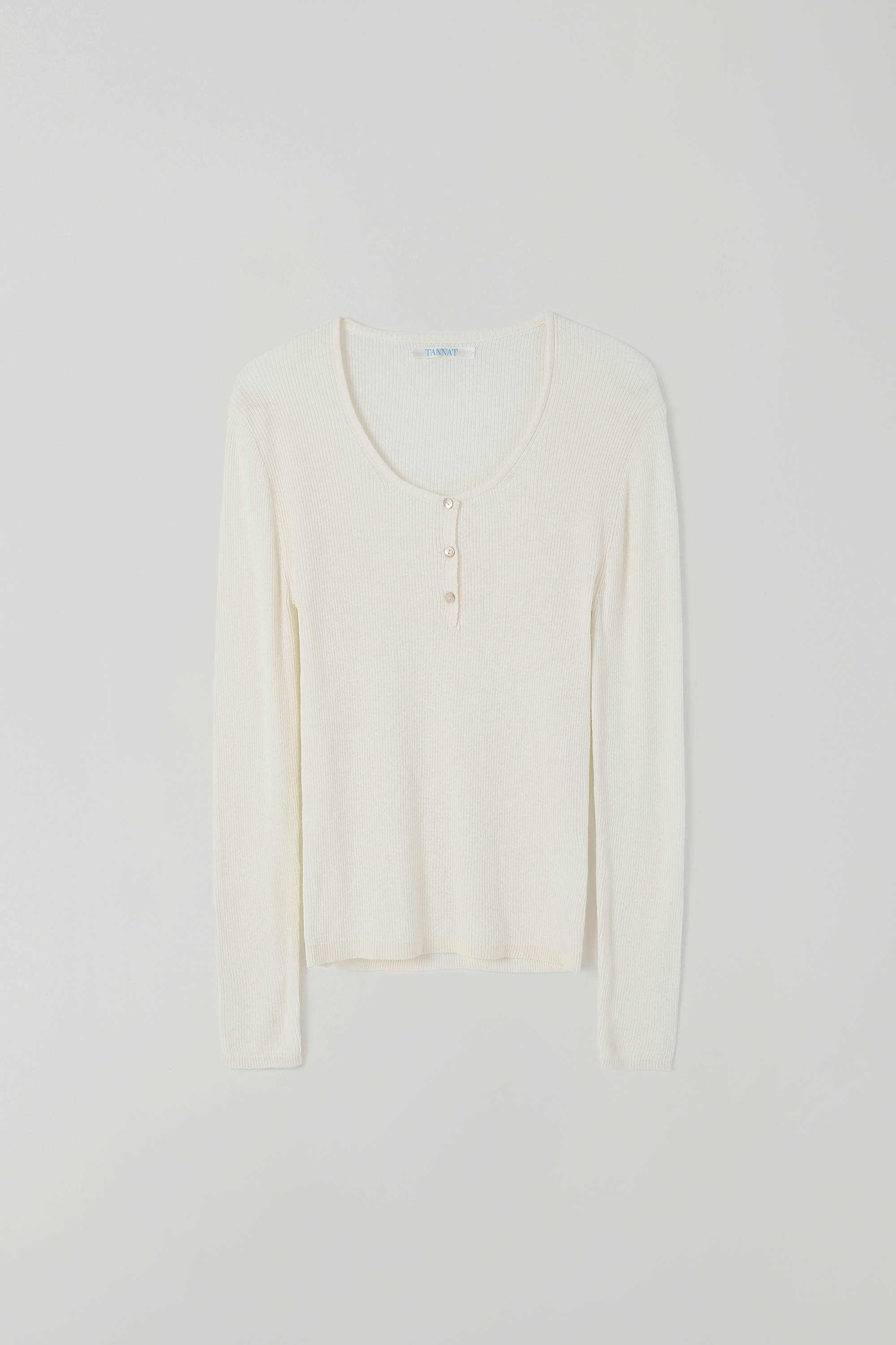 (1st re-stock) T/T Button sheer knit top (ivory)
