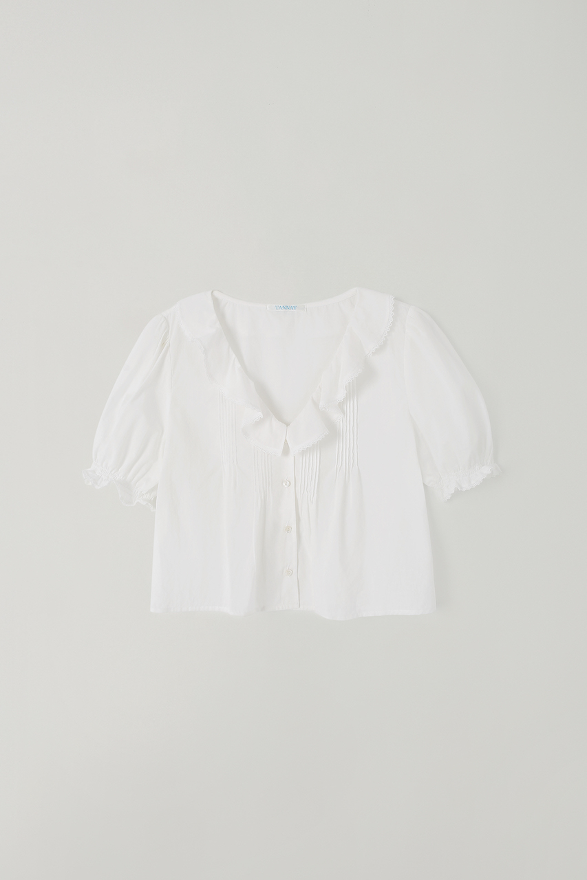 (8th re-stock) T/T Wave shirring blouse (white)
