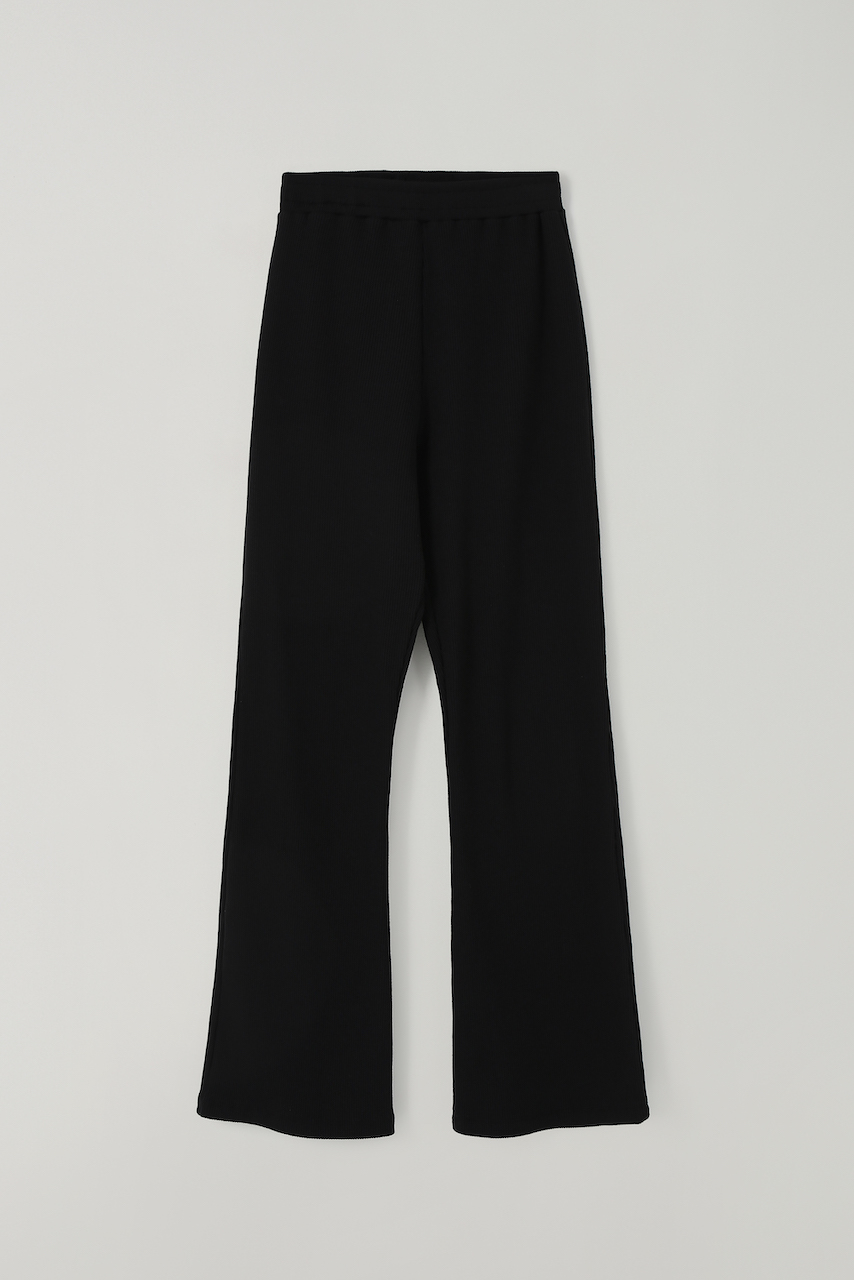 (1st re-stock) T/T Rib semi bootcut pants (black)