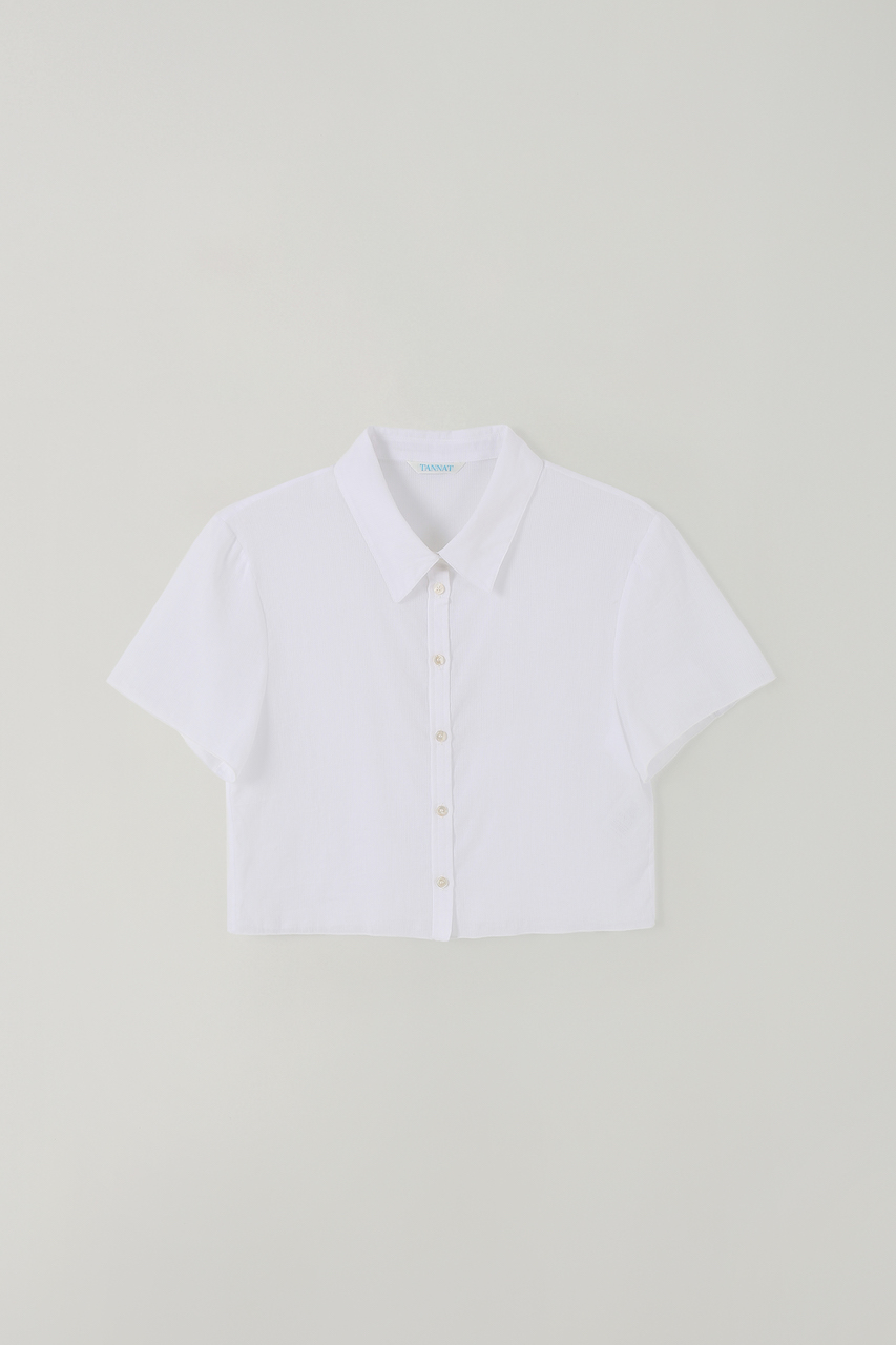 (1st re-stock) T/T Crop stripe shirt (white)